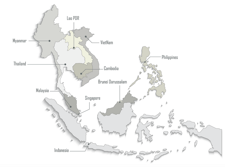 Annotated map of trading in Indonesia from ASEAN
