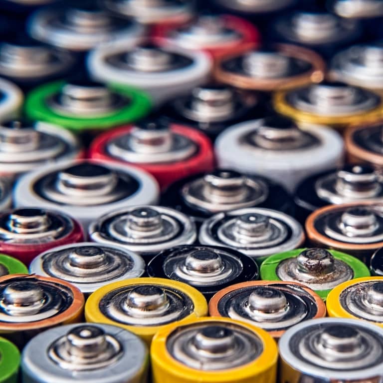 Stacks of batteries being recycled in a circular lifecycle